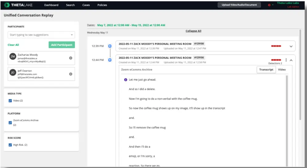 theta lake user interface